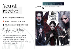Gothic Fairy Clipart, Dark Fantasy Clipart, black fairy PNG Product Image 2