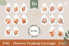 Flowers Teardrop Earring Sublimation, Flowers Earring Bundle Product Image 1