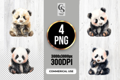 Cute Watercolor Baby Panda Clipart Sublimation PNG Product Image 1