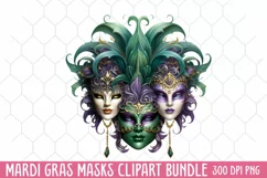 Mardi Gras Masks Clipart, Watercolor Mardi Gras Mask Product Image 1
