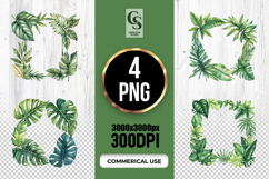 Tropical Leaf Frame Clipart Sublimation PNG Product Image 1