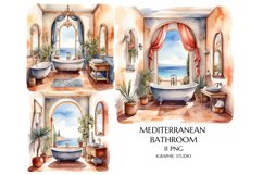 Mediterranean Bathroom Clipart, Shabby Chic, Product Image 1
