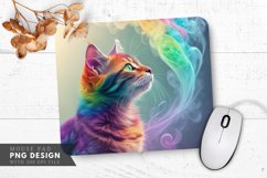 Rainbow Cat in Colorful Smoke Mouse Pad PNG Design Product Image 1