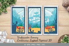 3D Underwater Life & Sunken Ship Continuous Layered Papercut Product Image 1