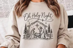 Oh Holy Night Nativity Christmas PNG, Holy Family Manger Chr Product Image 1