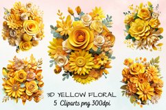 3d sublimation Yellow Floral Bouquet Clipart Bundle, 3D Product Image 1