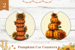 Farm Pumpkins Car Coaster, Sunflowers Car Coaster Template Product Image 1