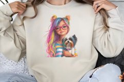 Colorful Girl Dog Clipart PNG Product Image 1