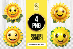 Smiling Sunflower Clipart Sublimation PNG Product Image 1