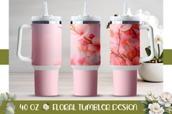 Sakura Tumbler Wrap, Pink Flowers 40 Oz Tumbler Sublimation Product Image 1