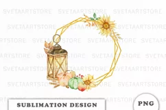 Watercolor Autumn lantern Clipart png Product Image 1