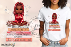 Black Bride Chibi PNG Sublimation Red Hair Chibi bride to be Product Image 2