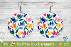 Abstract Tulips Round Earrings Print Product Image 1