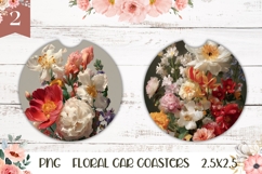 Art Flowers Car Coaster Template, Floral Coaster Designs Product Image 1