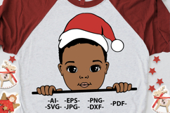 Christmas Black Boy Santa Hat SVG Clipart for Shirts Design Product Image 1