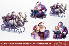 Christmas purple santa claus sublimation PNG Product Image 1
