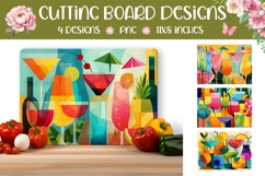 Drinks Cutting Board, Abstract Cutting Board, Cocktails PNG Product Image 1
