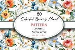 Colorful Spring Watercolor Flowers Seamless Digital Paper Product Image 1