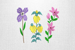 Colorful Trio Wildflower Embroidery Design Product Image 1
