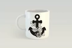 Nautical SVG | Floral Anchor SVG | Navy SVG Flower Design Product Image 2