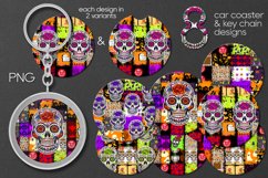 Halloween Sublimation | 8 Car coaster &amp; 8 key chain designs Product Image 1