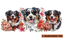 Watercolor Dog With Flowers Clipart Sublimation , PNG Product Image 1