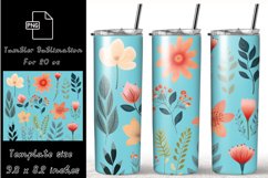 Boho Flowers 20 oz skinny tumbler wrap sublimation Product Image 1