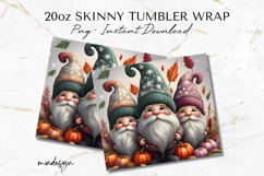 Cozy Fall Gnomes 20 oz Tumbler Wrap PNG File, Sublimation Product Image 2