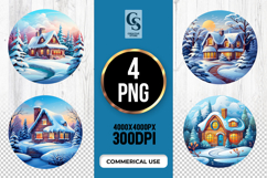 Cozy Winter Cabin Landscape Clipart Sublimation PNG Product Image 1