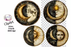 Moon, Sun, Stars, Fantasy, Ephemera, PNG, Clipart Product Image 1