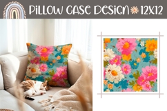 Blue Pillow Case Print, Vintage Flowers Pillow PNG Product Image 1