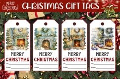 Christmas Fireplace Gift Tags, Christmas Product Tags Product Image 1