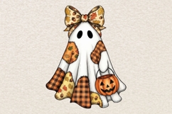 Fall Ghost Patchwork Png, Halloween Patchwork Ghost Png. Product Image 1