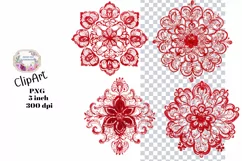 Embroidery, Flowers, Lace, PNG, Clipart, Red Product Image 1