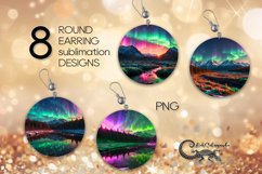 Northern Lights | 8 Round earring xmas sublimation designs Product Image 1