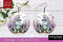 Magical Forest Round Earrings - Fantasy PNG Sublimation Product Image 1