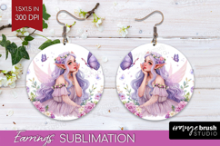 Magical Forest Round Earrings - Fantasy PNG Sublimation Product Image 1