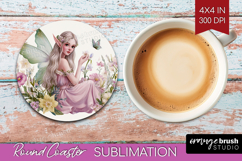 Magical Forest Round Coaster - Fantasy Coaster PNG Product Image 1