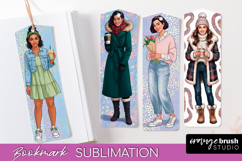 Fashion Girl Printable Bookmark - Seasonal Bookmark PNG Product Image 1