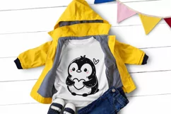 Cute penguin holding heart. SVG, PNG, EPS. Cut file. Product Image 3