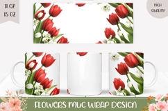 Summer Flowers Mug Wrap, Floral Mug, Tulips PNG Product Image 1