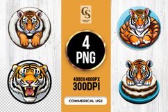 Tiger Face And Resting Tiger Clipart Sublimation PNG Product Image 1