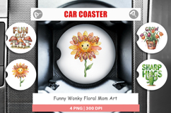 Wonky Floral Mom Car Coaster Product Image 1
