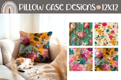 Vintage Flowers Pillow Case Designs, Wooden Pillow PNG Product Image 1