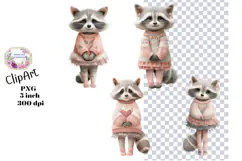 Raccoon, Shabby Chic, Ephemera, PNG, Clipart Product Image 1