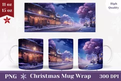 Winter Village Mug Design, Christmas Village Mug Wrap Product Image 1