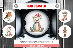 Patchwork Christmas Wonder Car Coaster Product Image 1