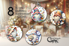 Summer Gnome | 8 Sublimation round earring designs Product Image 1