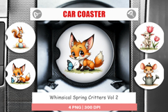Whimsical Spring Critters Car Coaster Product Image 1