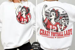 Crazy Football Lady Front Back PNG, Football Mom Chest Back Product Image 2